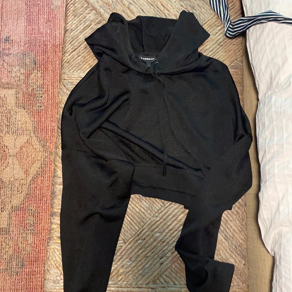 Sheer Carbon38 cropped hoodie